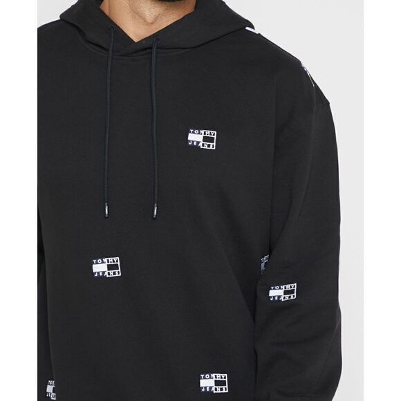 Tommy Jeans Men's Embroidered Drawstring Hoodie Jacket Black Small - Picture 6 of 11